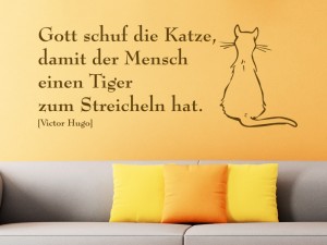 Wandtattoo Gott schuf die Katze... Spruch