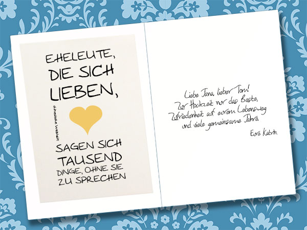 Hochzeitskarte mit Spruch beschriften